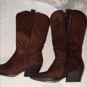 Brown Suede Western Boots
